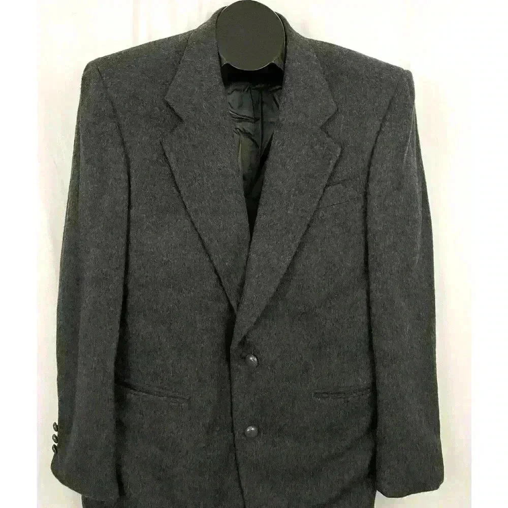 VTG Charcoal 100% Camel‎ Hair Men's Blazer Sports Jacket Lined 40R Made in USA